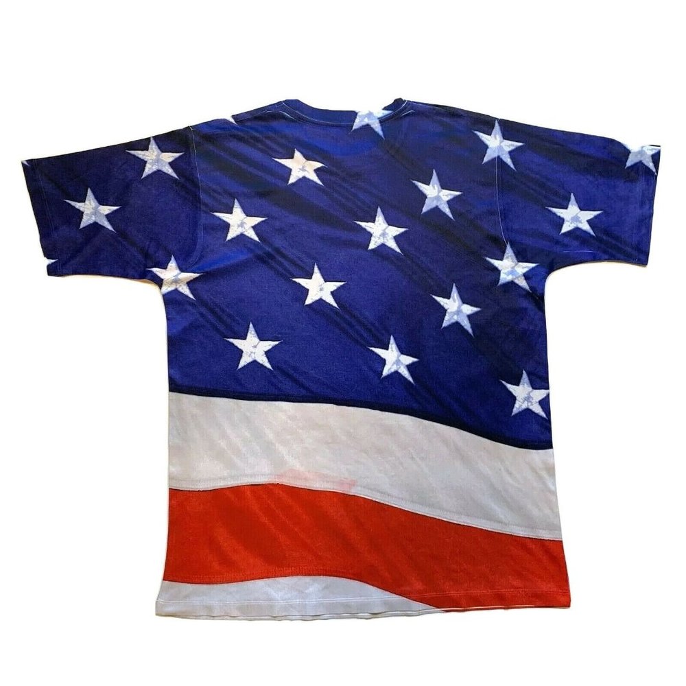 Get A Life T Shirt Mens Large American Flag All Over Print Short Sleeve USA NEW
